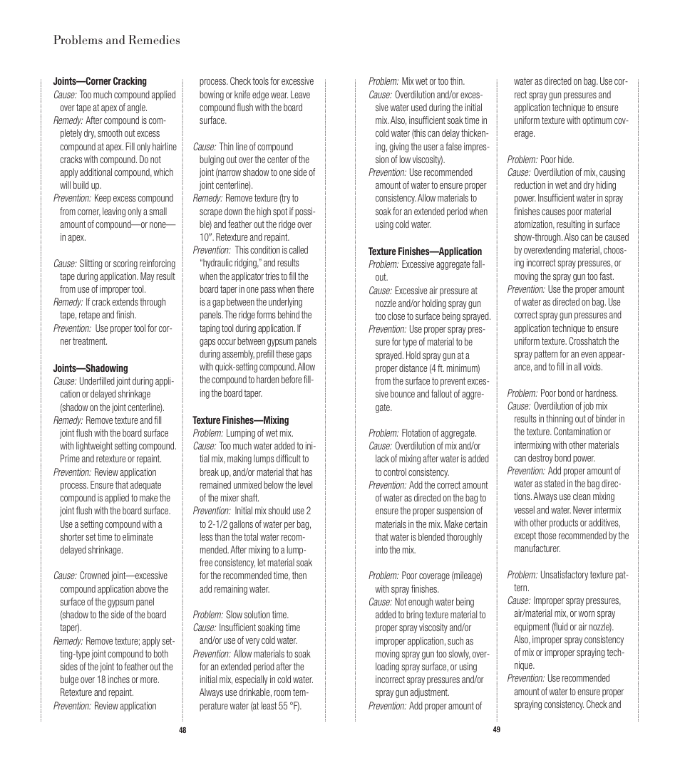 Problems and remedies | USG Manufactured Housing Handbook User Manual | Page 25 / 29