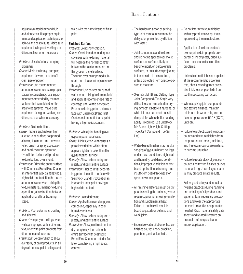 Basic cautions | USG Manufactured Housing Handbook User Manual | Page 26 / 29