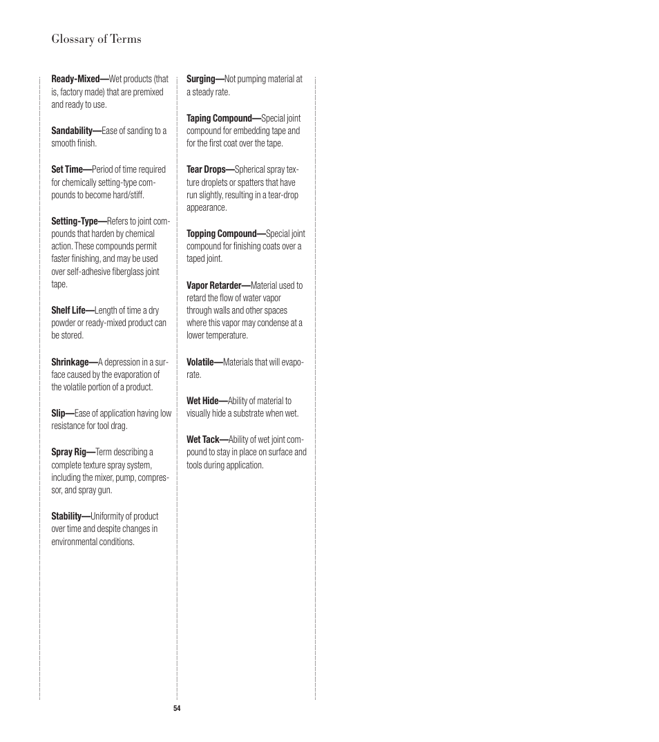 Glossary of terms | USG Manufactured Housing Handbook User Manual | Page 28 / 29