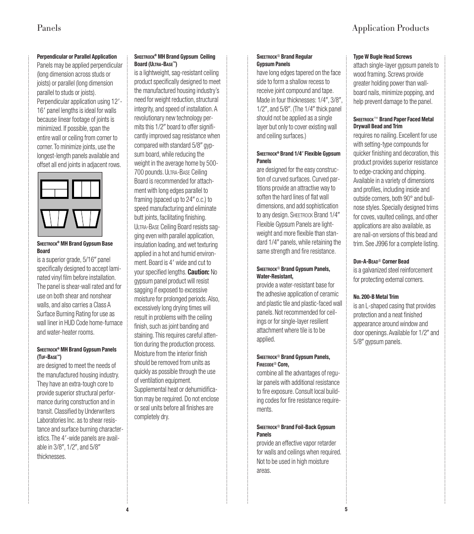 Panels application products | USG Manufactured Housing Handbook User Manual | Page 3 / 29