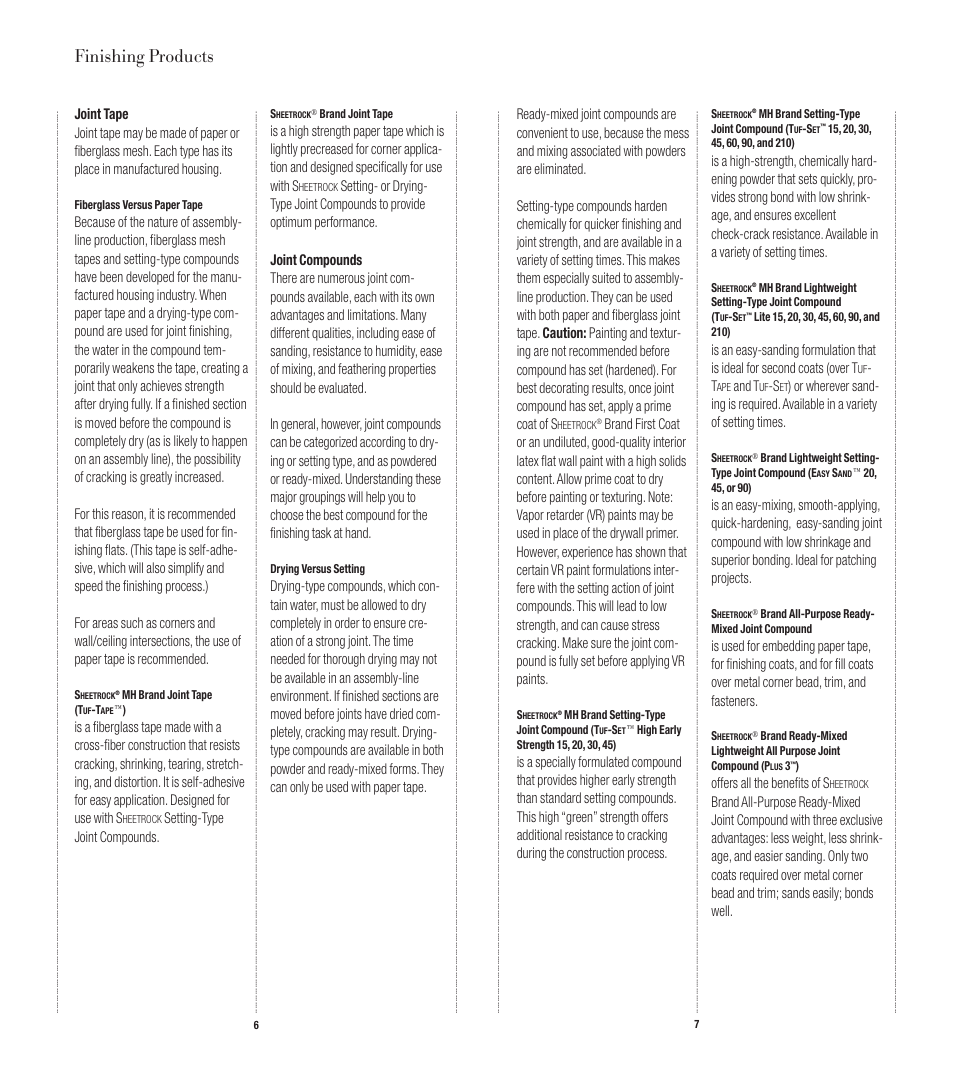 Finishing products | USG Manufactured Housing Handbook User Manual | Page 4 / 29