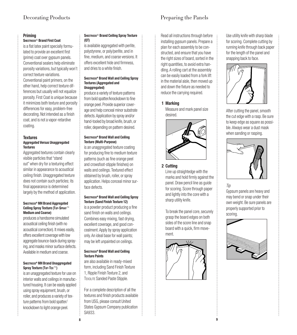 Decorating products preparing the panels | USG Manufactured Housing Handbook User Manual | Page 5 / 29