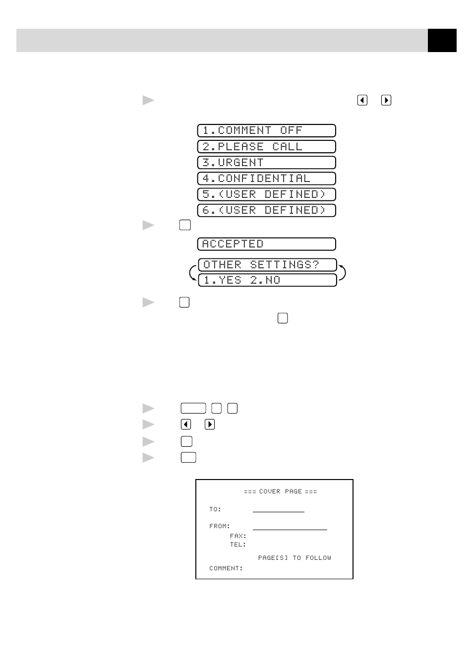 Accepted 1.yes 2.no other settings | Brother FAX 770 User Manual | Page 63 / 165