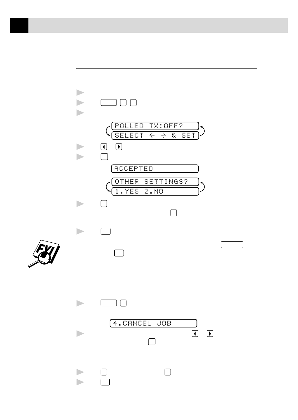 Setting up for polling transmit, Canceling a scheduled job | Brother FAX 770 User Manual | Page 70 / 165