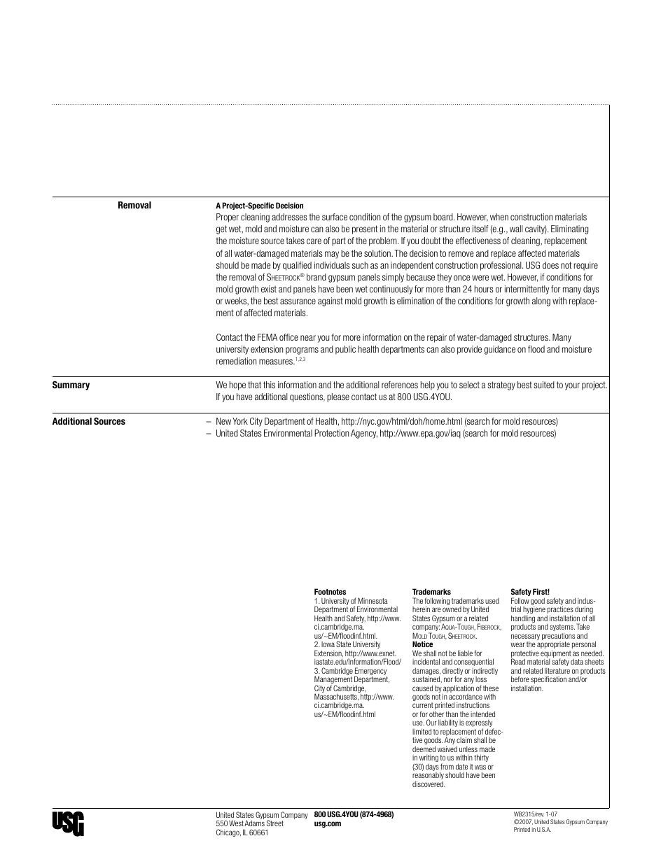 USG Moisture, Mold, and Construction Practices Repairing Water-Damaged Building Systems User Manual | Page 2 / 2