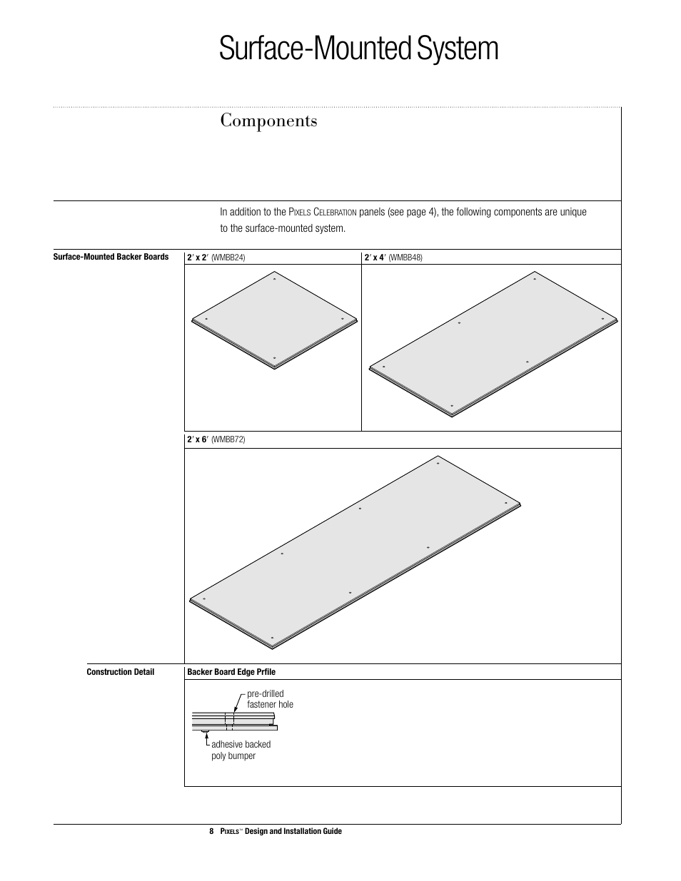 Surface-mounted system, Components | USG Pixels Wall Mounted User Manual | Page 10 / 36