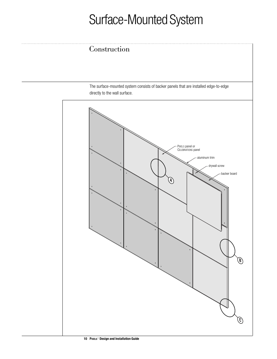 Surface-mounted system, Construction | USG Pixels Wall Mounted User Manual | Page 12 / 36