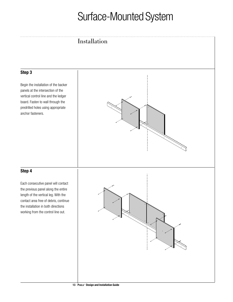 Surface-mounted system, Installation | USG Pixels Wall Mounted User Manual | Page 15 / 36