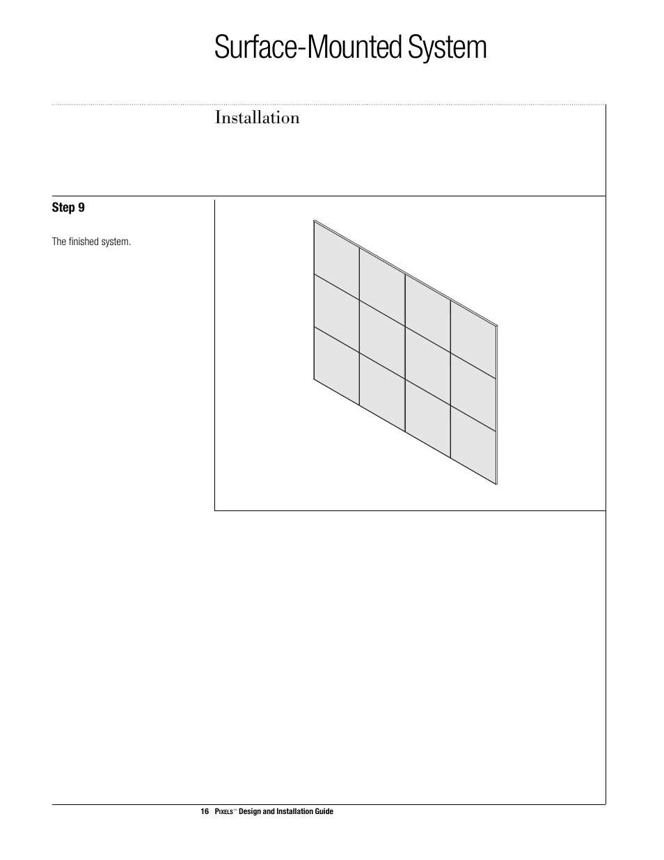 Surface-mounted system, Installation | USG Pixels Wall Mounted User Manual | Page 18 / 36