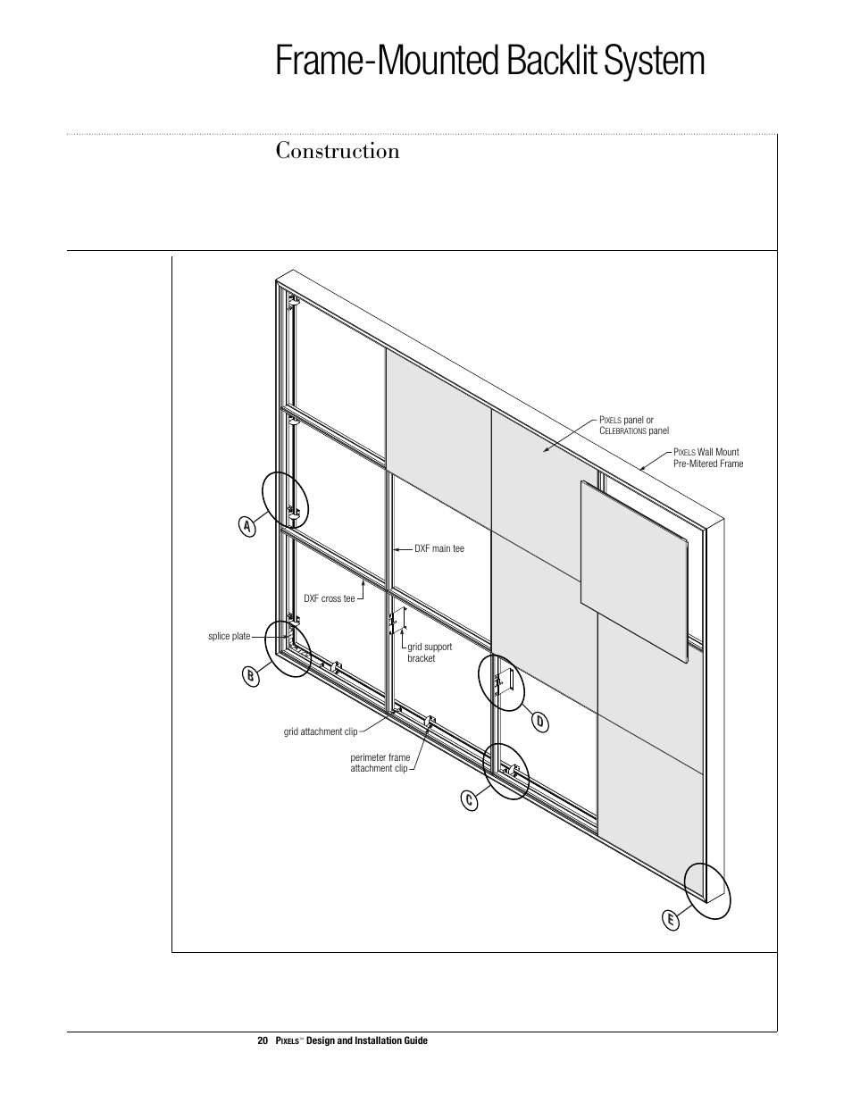 Frame-mounted backlit system, Construction | USG Pixels Wall Mounted User Manual | Page 22 / 36