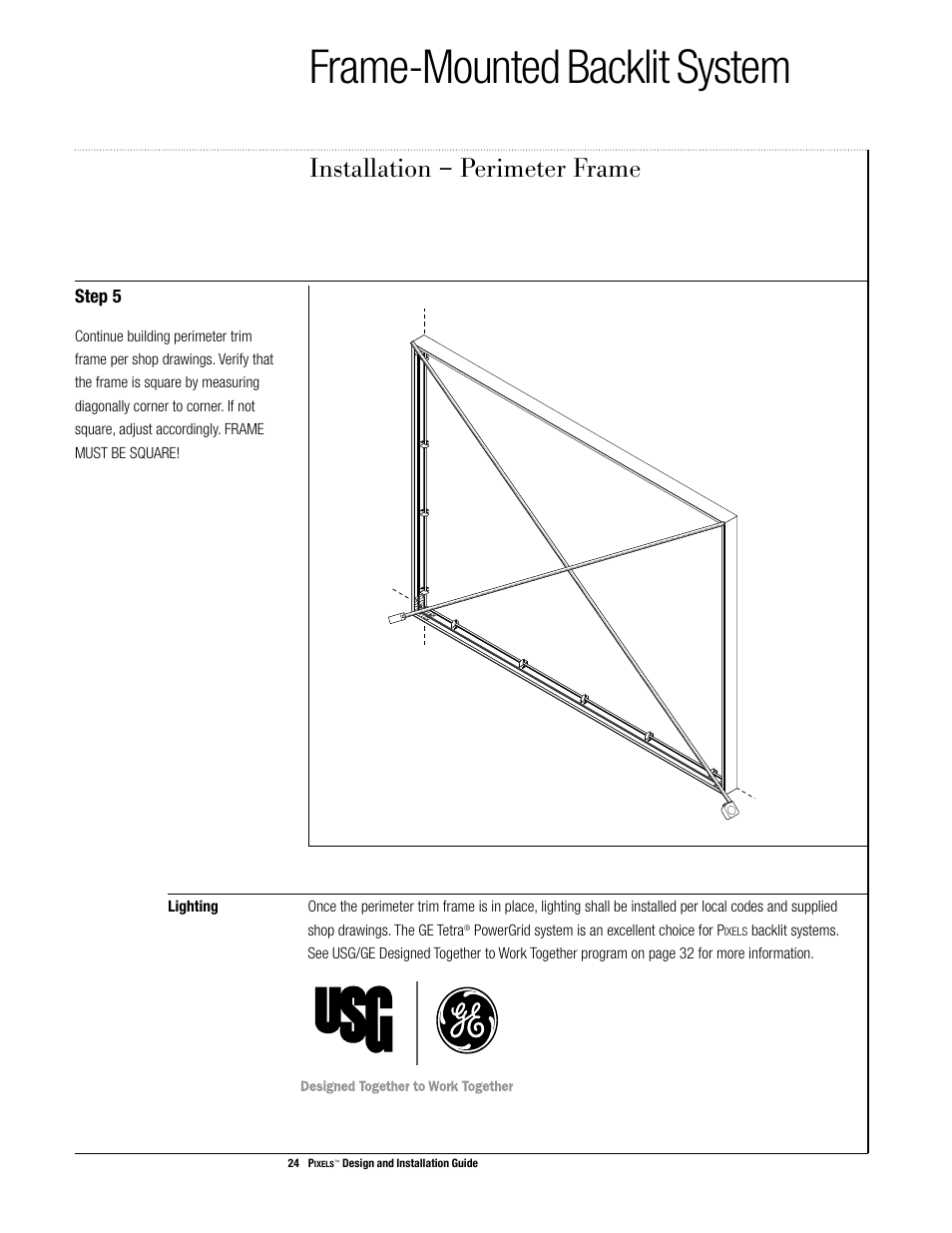 Frame-mounted backlit system, Installation – perimeter frame | USG Pixels Wall Mounted User Manual | Page 26 / 36