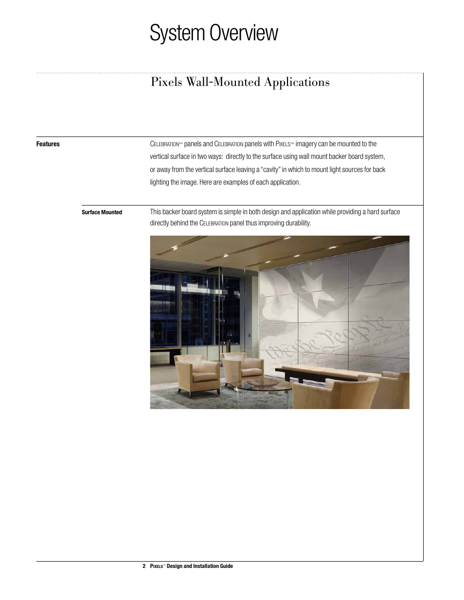 System overview, Pixels wall-mounted applications | USG Pixels Wall Mounted User Manual | Page 4 / 36