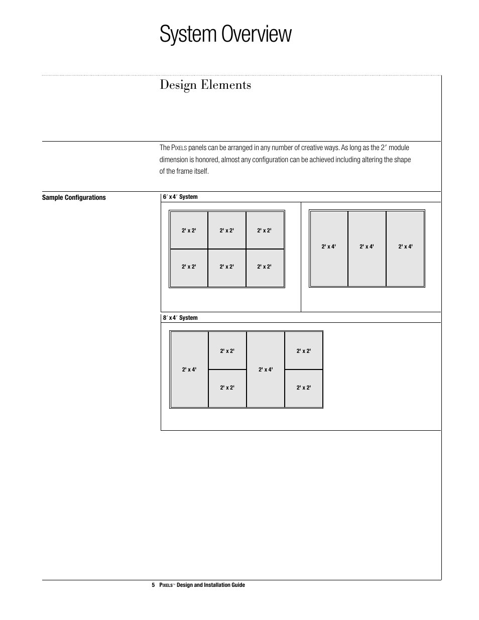 System overview, Design elements | USG Pixels Wall Mounted User Manual | Page 7 / 36