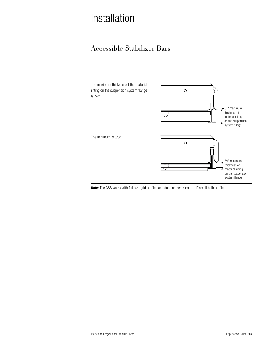 Installation, Accessible stabilizer bars | USG Plank and Large Panel Stabilizer Bars User Manual | Page 13 / 16