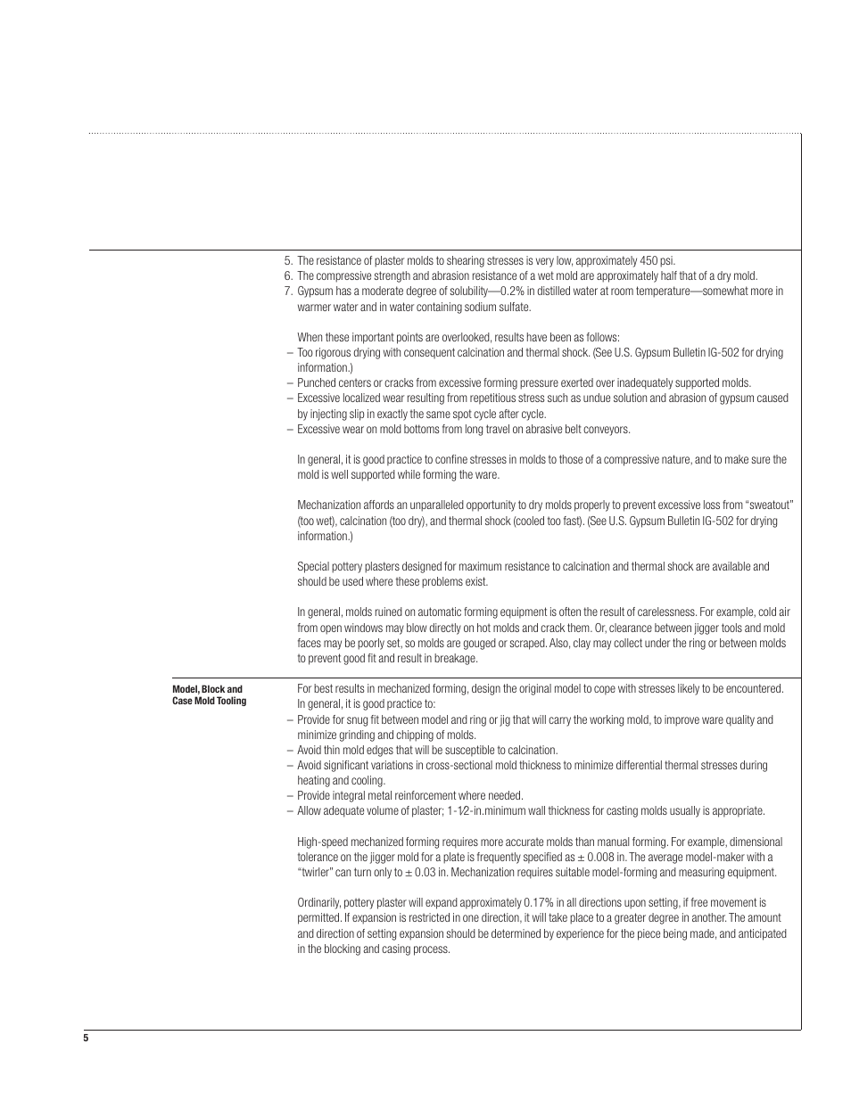 USG Plasters and Gypsum Cements for the Ceramic Industry User Manual | Page 5 / 6