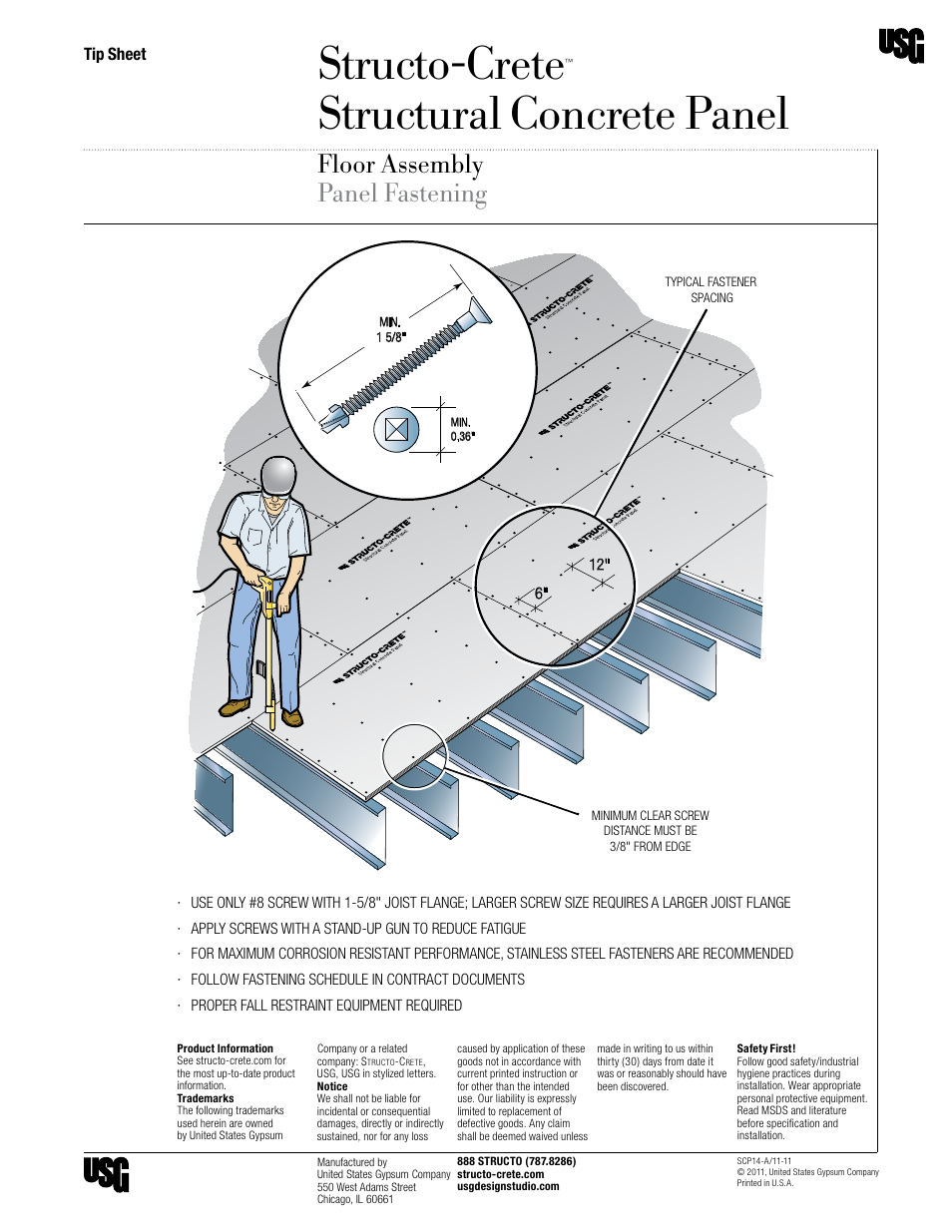 USG Structo-Crete Structural Concrete Panel User Manual | 9 pages