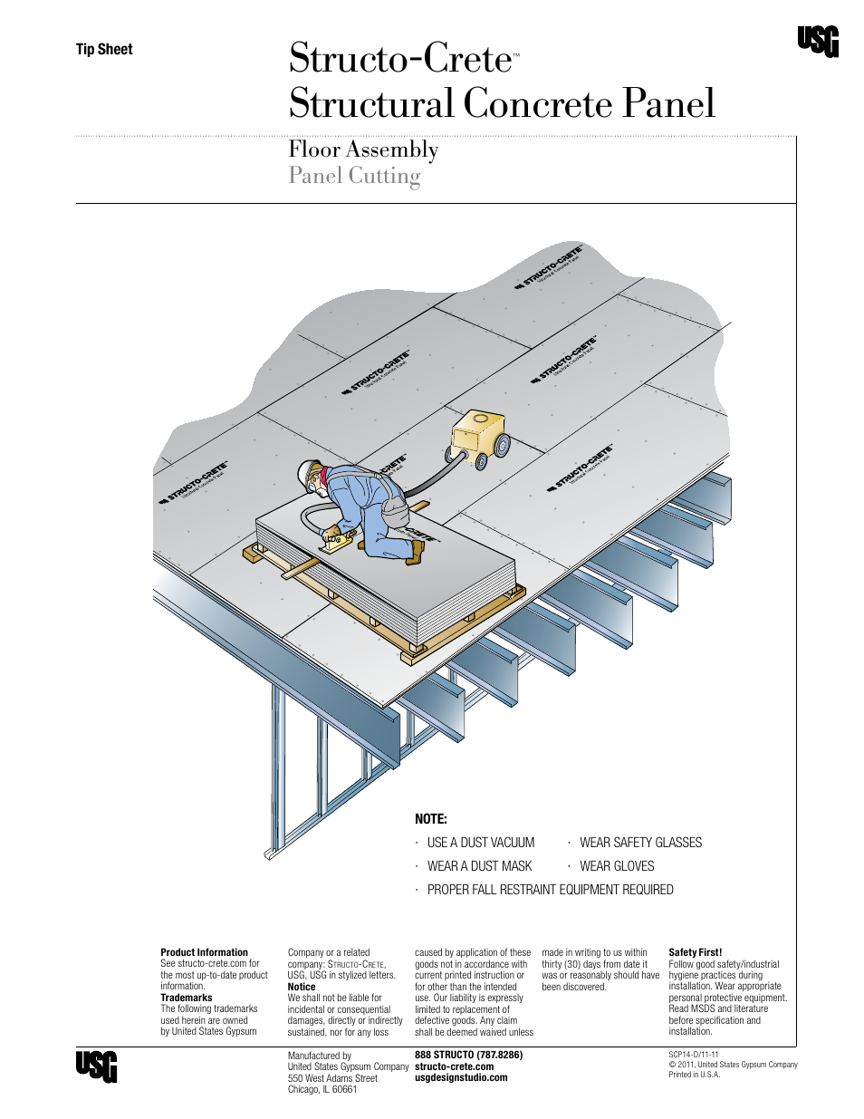 Structo-crete, Structural concrete panel, Floor assembly panel cutting | Floor system, Panel cutting, Tip sheet | USG Structo-Crete Structural Concrete Panel User Manual | Page 4 / 9