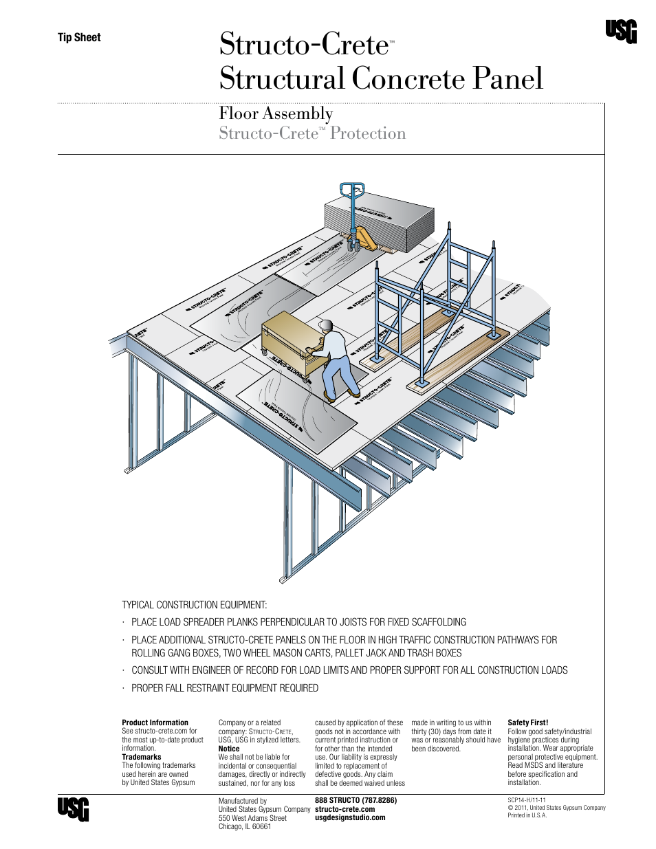 Structural concrete panel, Floor assembly structo-crete, Floor system | Structo-crete, Protection, Tip sheet | USG Structo-Crete Structural Concrete Panel User Manual | Page 8 / 9
