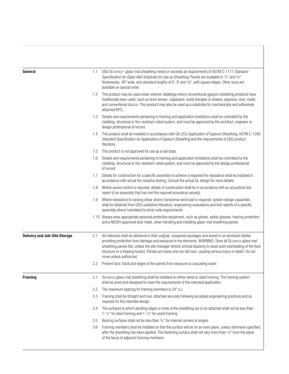 USG Securock Glass-Mat Sheathing User Manual | Page 2 / 4