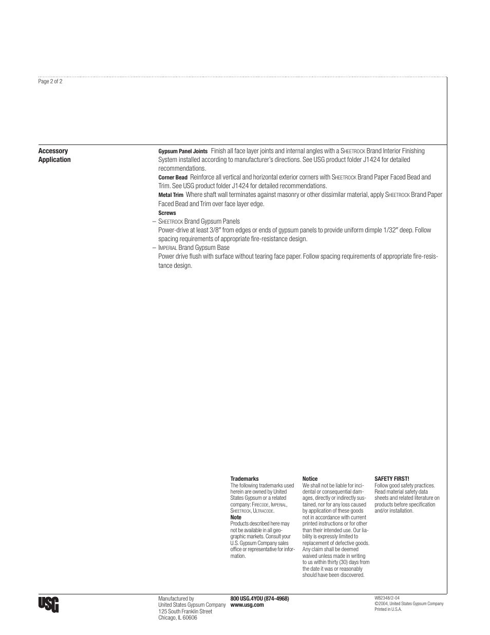 USG SHEETROCK Gypsum Liner Panels User Manual | Page 2 / 2