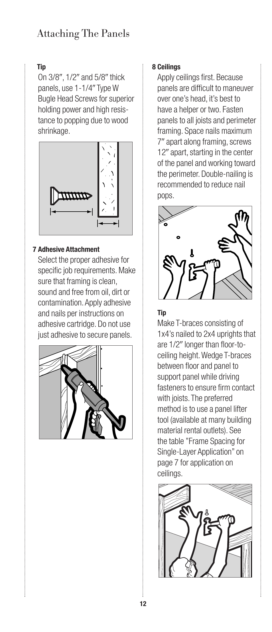 Attaching the panels | USG SHEETROCK Gypsum Panels User Manual | Page 12 / 26