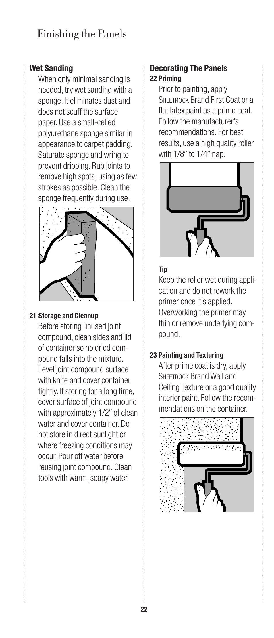 Finishing the panels | USG SHEETROCK Gypsum Panels User Manual | Page 22 / 26