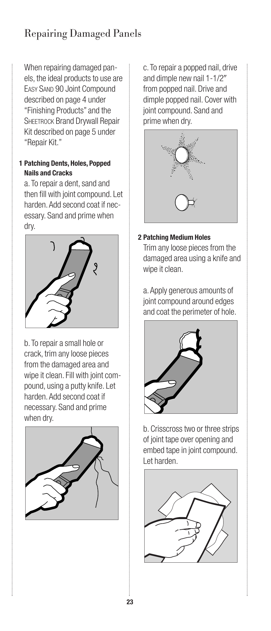 Repairing damaged panels | USG SHEETROCK Gypsum Panels User Manual | Page 23 / 26