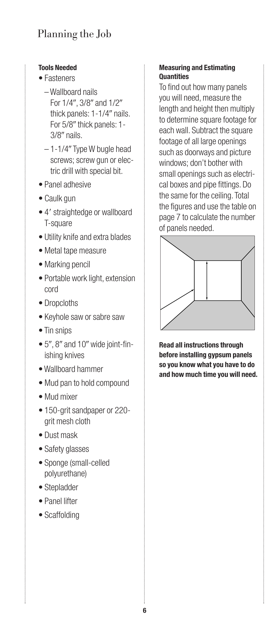 Planning the job | USG SHEETROCK Gypsum Panels User Manual | Page 6 / 26