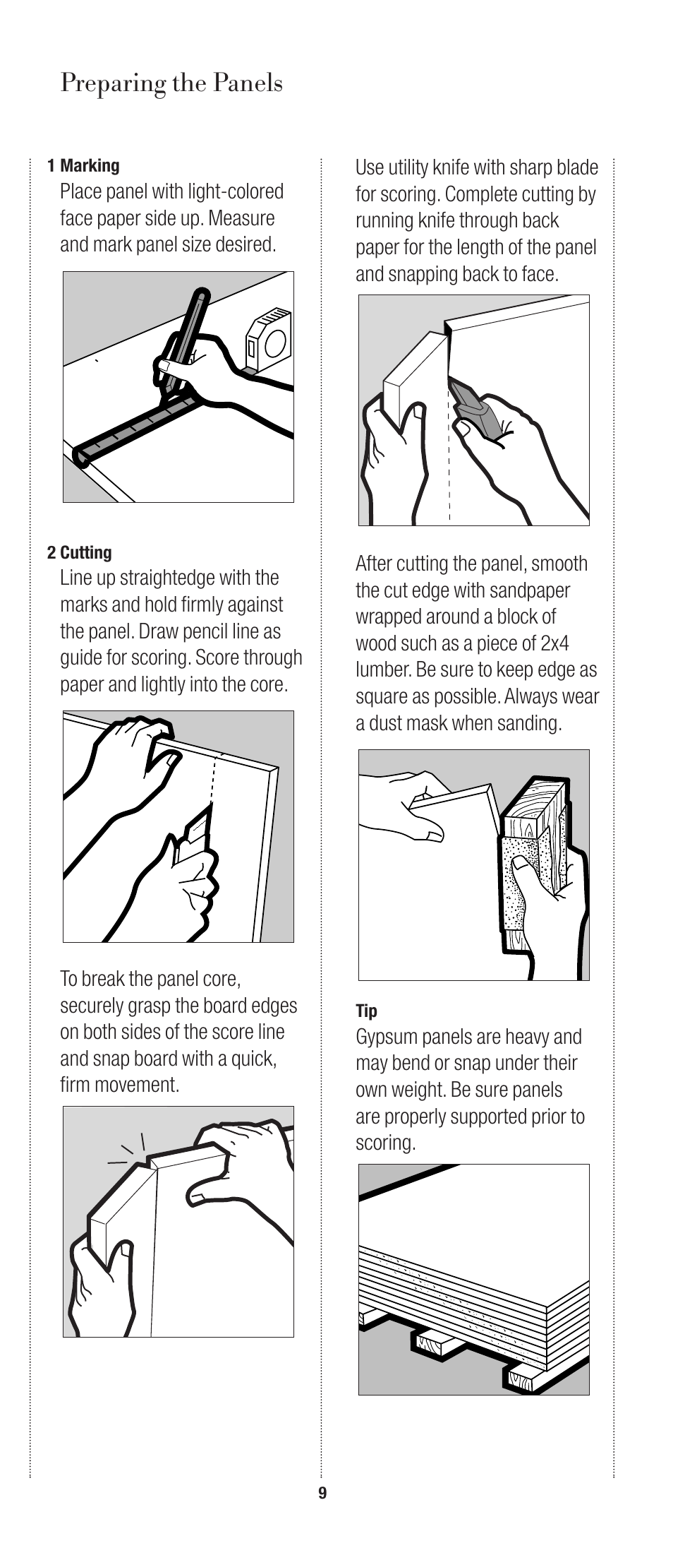 Preparing the panels | USG SHEETROCK Gypsum Panels User Manual | Page 9 / 26
