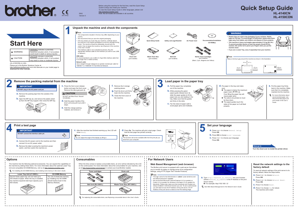 Brother HL 4150CDN User Manual | 2 pages