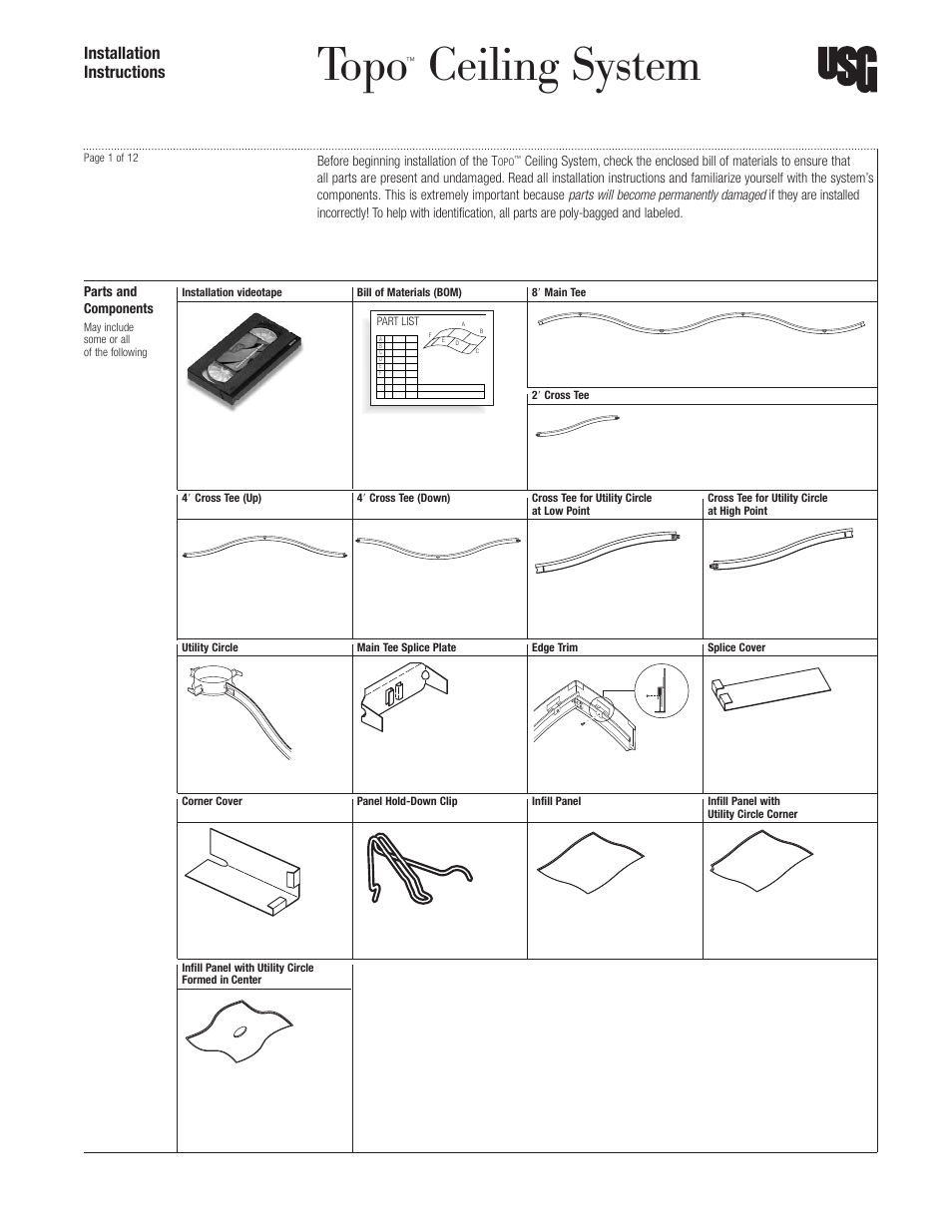 USG Topo Ceiling System User Manual | 11 pages