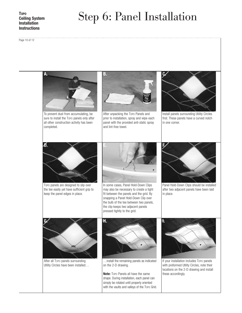 Step 6: panel installation | USG Topo Ceiling System User Manual | Page 10 / 11