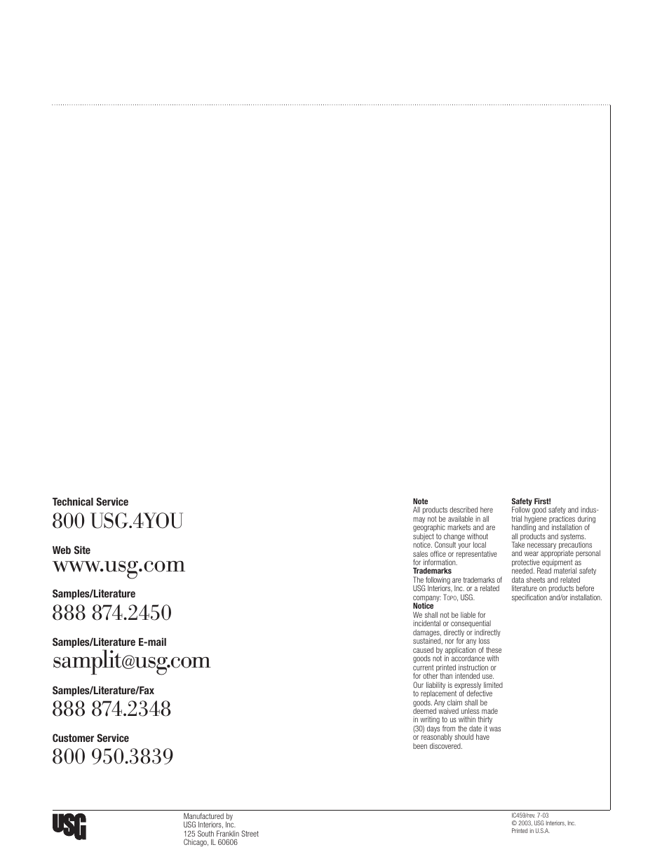 Samplit | USG Topo Ceiling System User Manual | Page 11 / 11