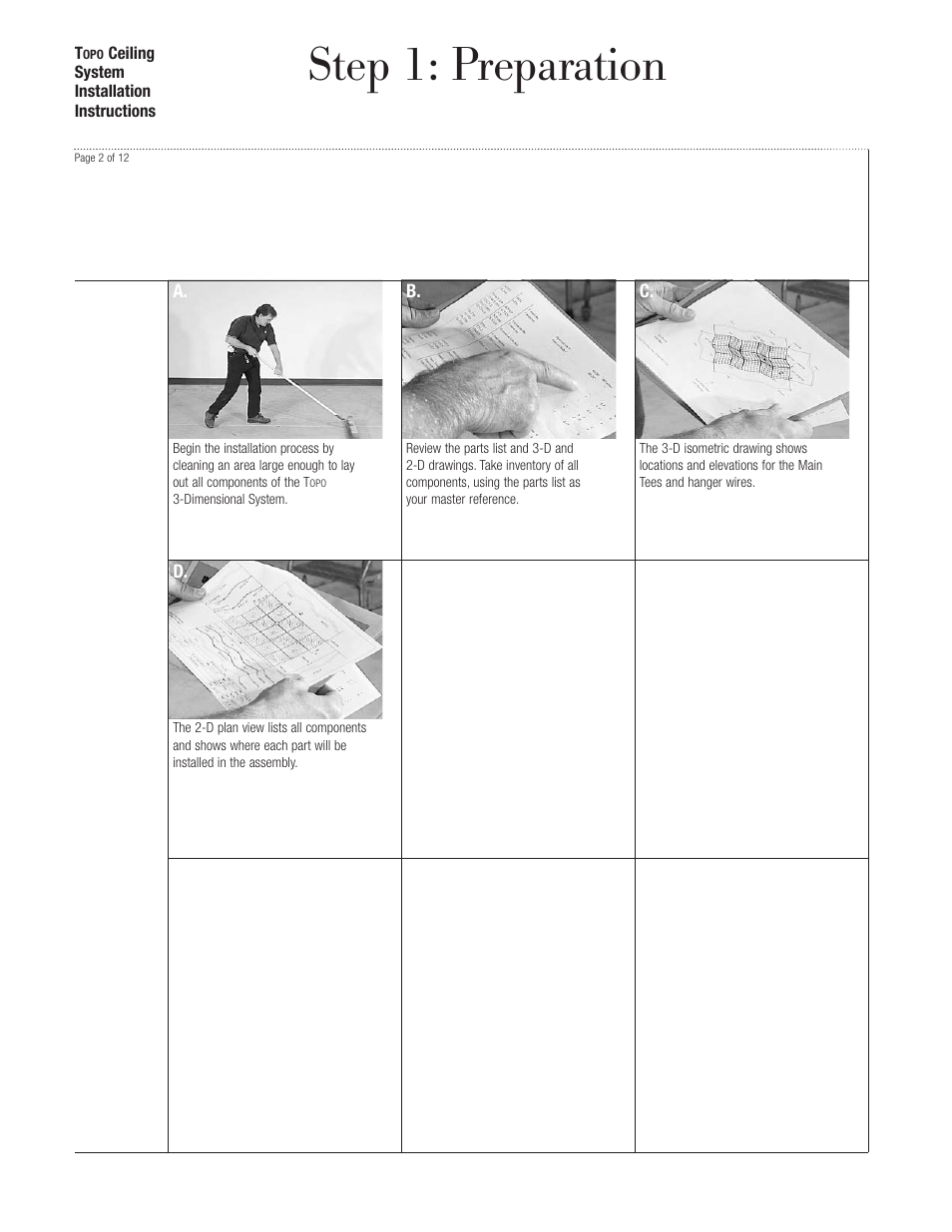 Step 1: preparation | USG Topo Ceiling System User Manual | Page 2 / 11