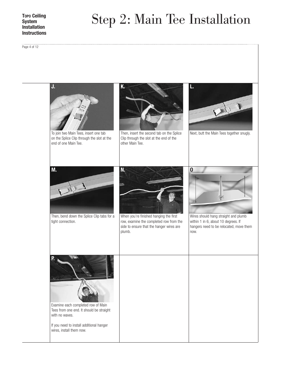 Step 2: main tee installation | USG Topo Ceiling System User Manual | Page 4 / 11