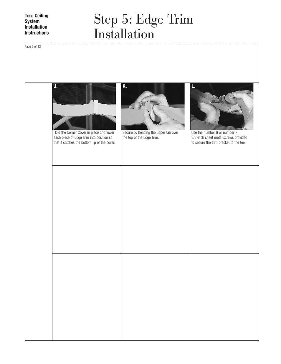 Step 5: edge trim installation | USG Topo Ceiling System User Manual | Page 9 / 11