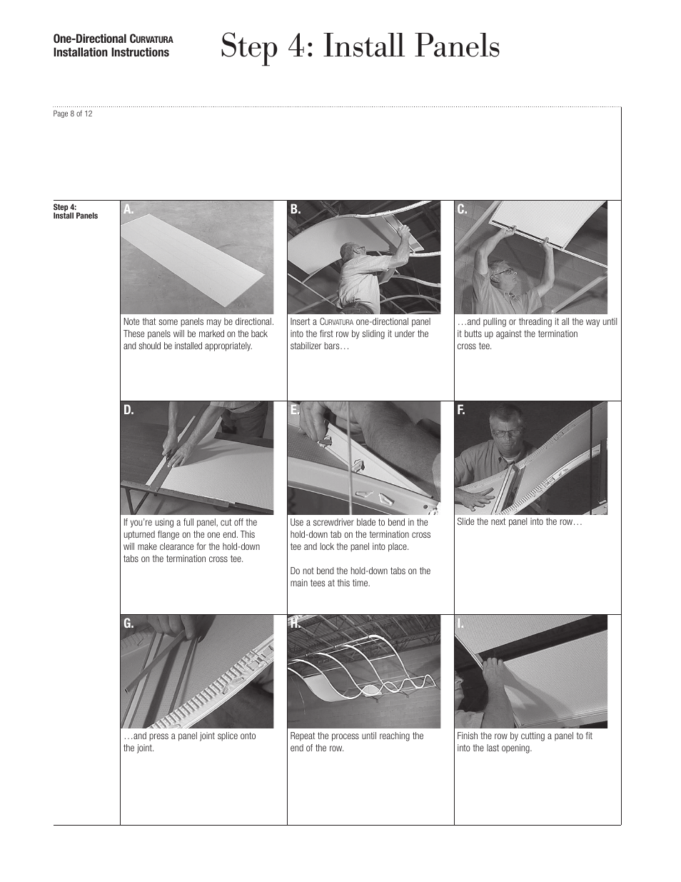 Step 4: install panels | USG One-Directional Curvatura 3-D System User Manual | Page 8 / 12