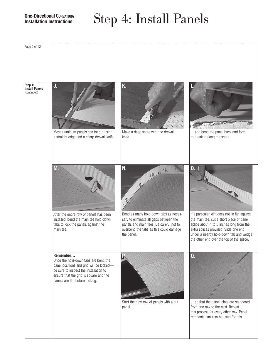 Step 4: install panels | USG One-Directional Curvatura 3-D System User Manual | Page 9 / 12