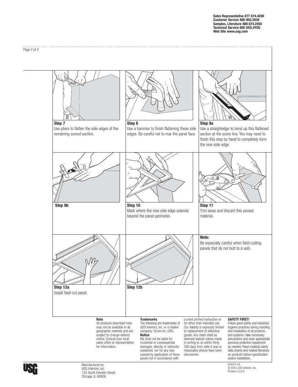 USG Geometrix User Manual | Page 2 / 2