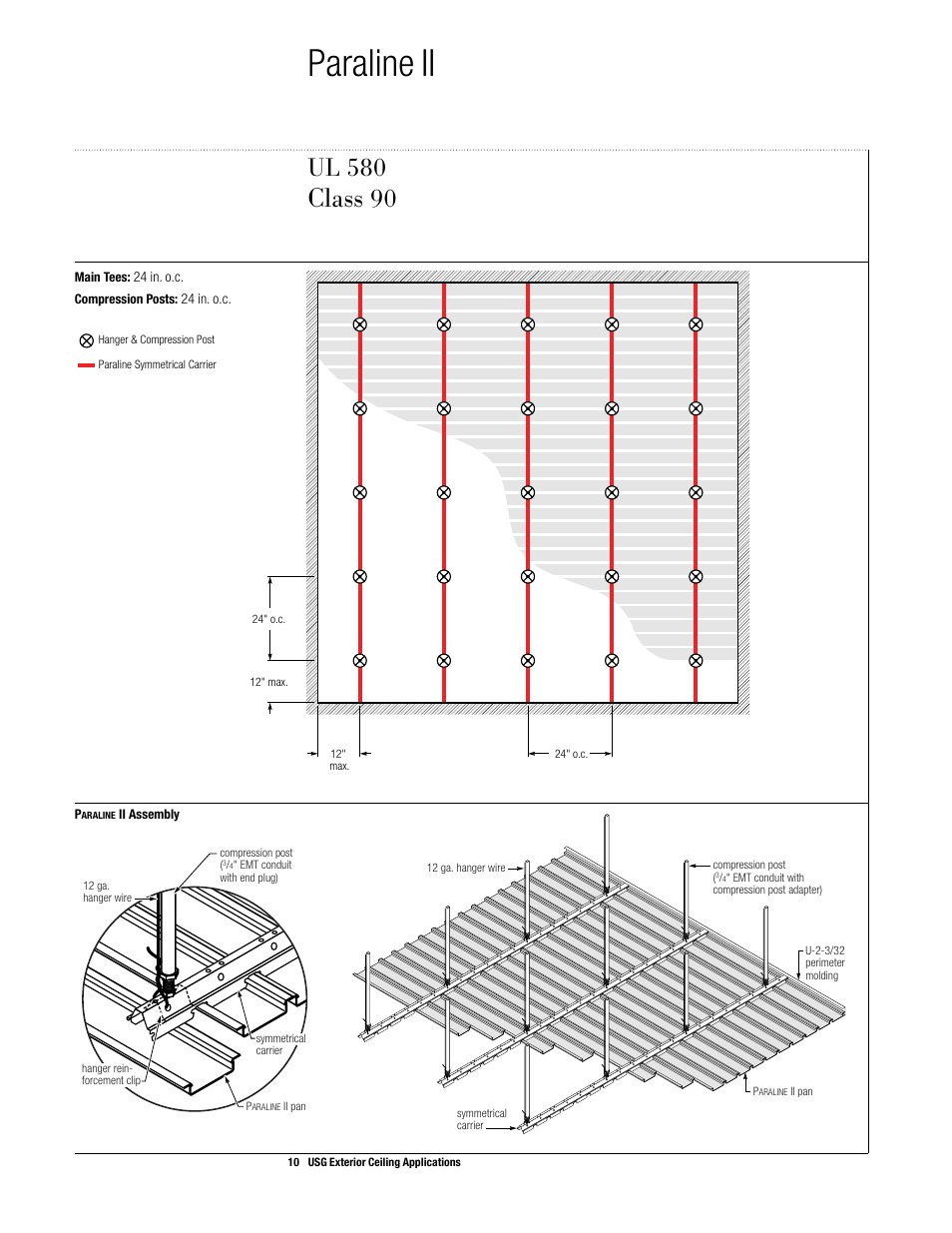 Paraline ii, Class, Ul 580 | USG Exterior Ceiling Applications Systems Guide User Manual | Page 11 / 49