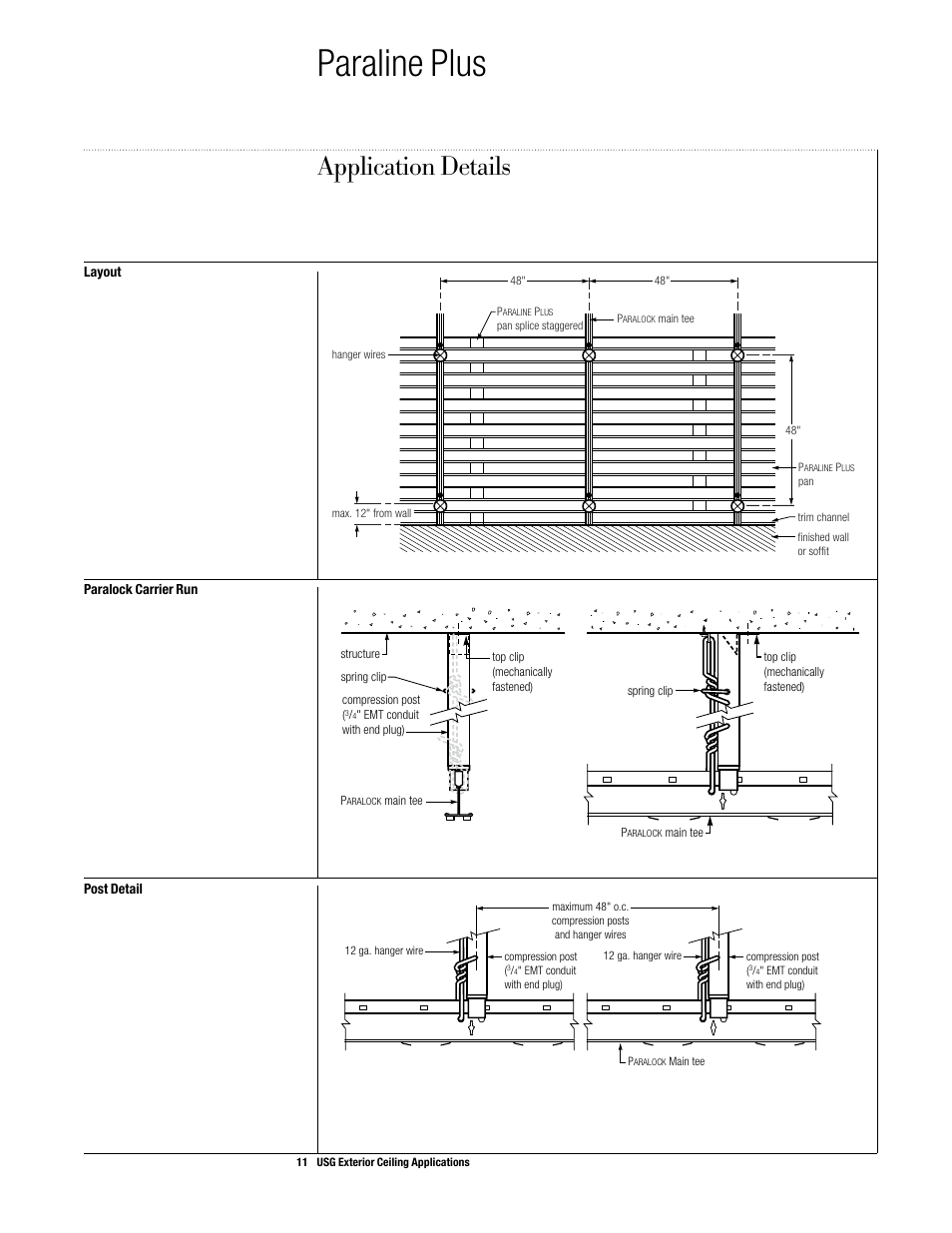 Araline, Linear metal ceiling systems, Paraline plus | Application details | USG Exterior Ceiling Applications Systems Guide User Manual | Page 12 / 49