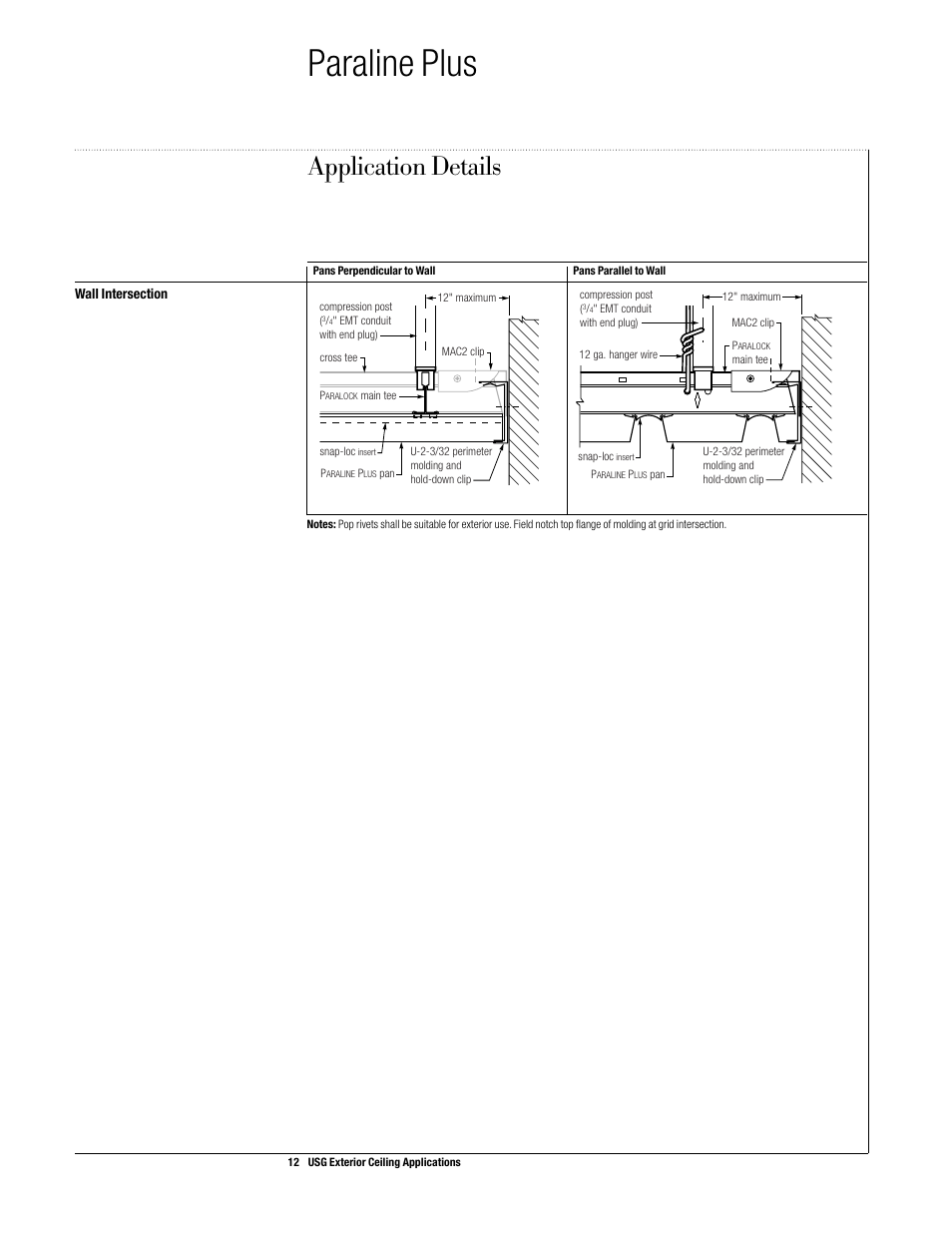 Paraline plus, Application details | USG Exterior Ceiling Applications Systems Guide User Manual | Page 13 / 49