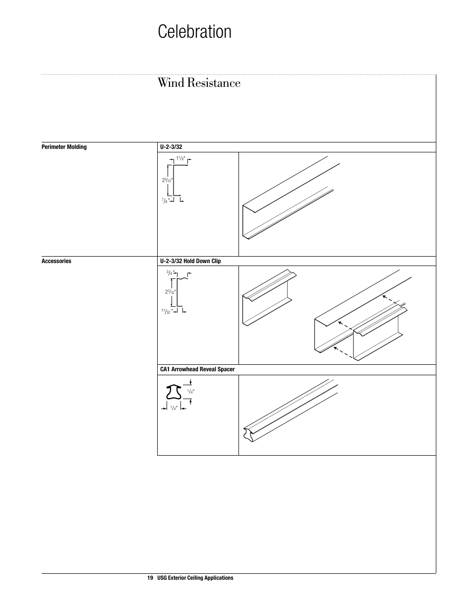 Celebration, Wind resistance | USG Exterior Ceiling Applications Systems Guide User Manual | Page 20 / 49