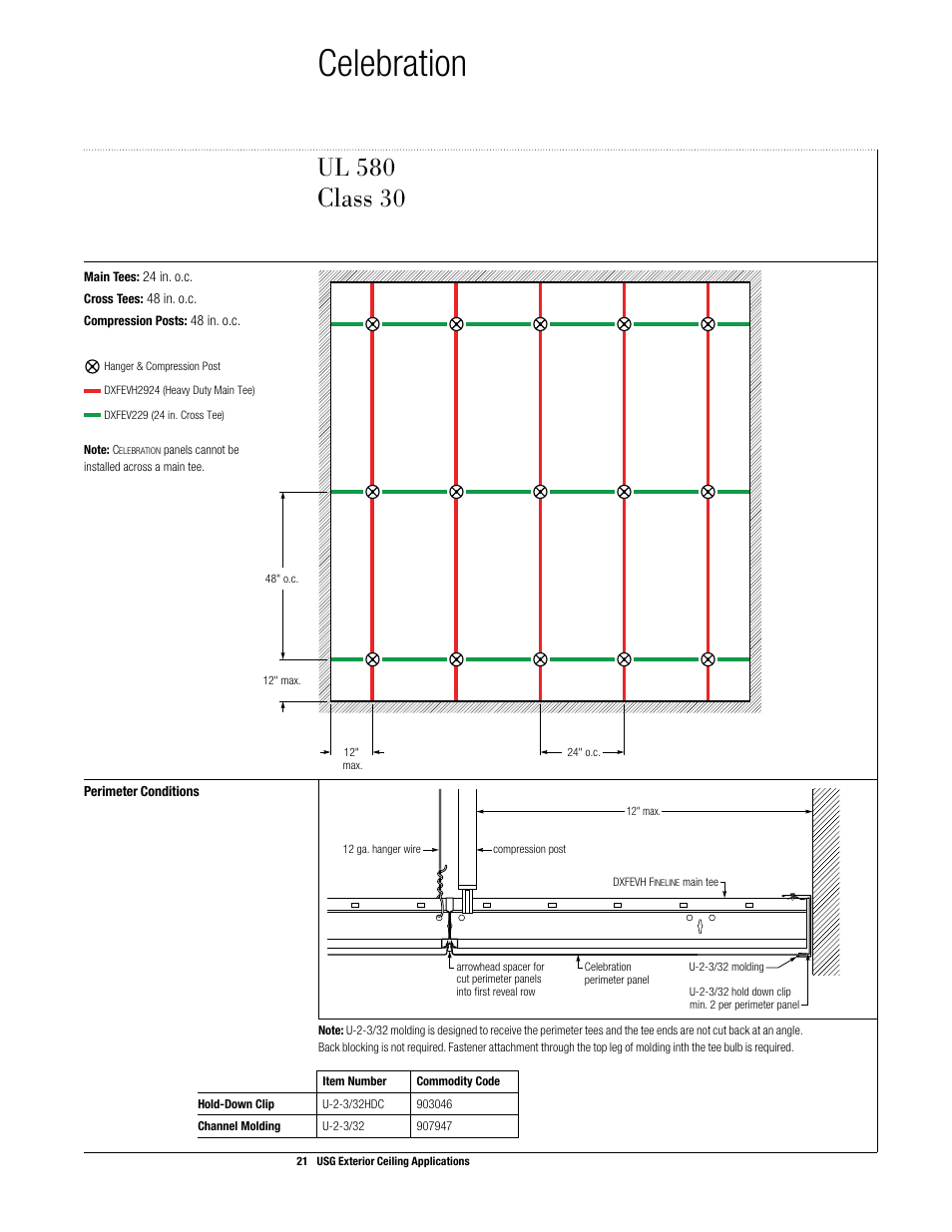 Celebration, Class, Ul 580 | USG Exterior Ceiling Applications Systems Guide User Manual | Page 22 / 49