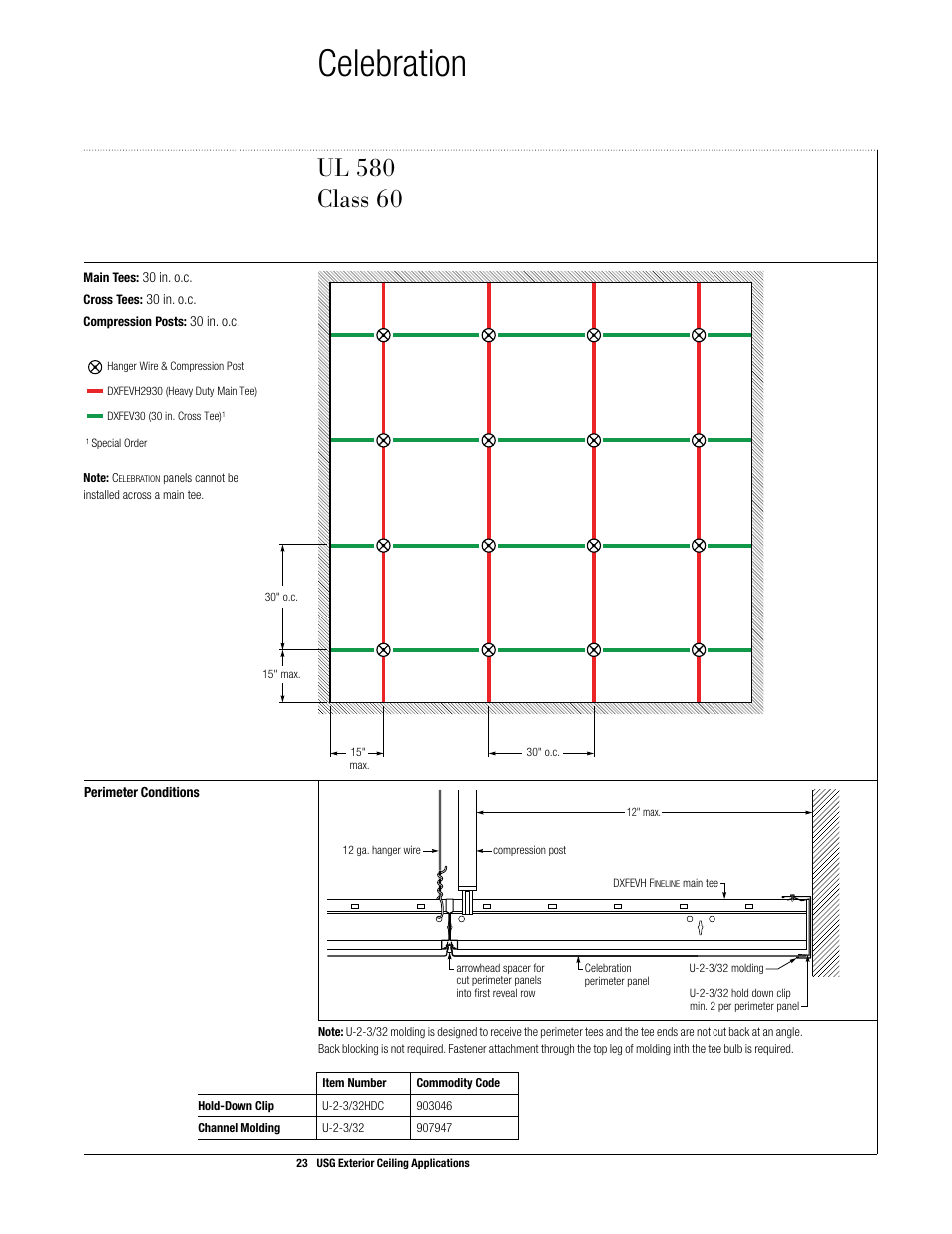 Celebration, Ul 580, Class 60 | USG Exterior Ceiling Applications Systems Guide User Manual | Page 24 / 49