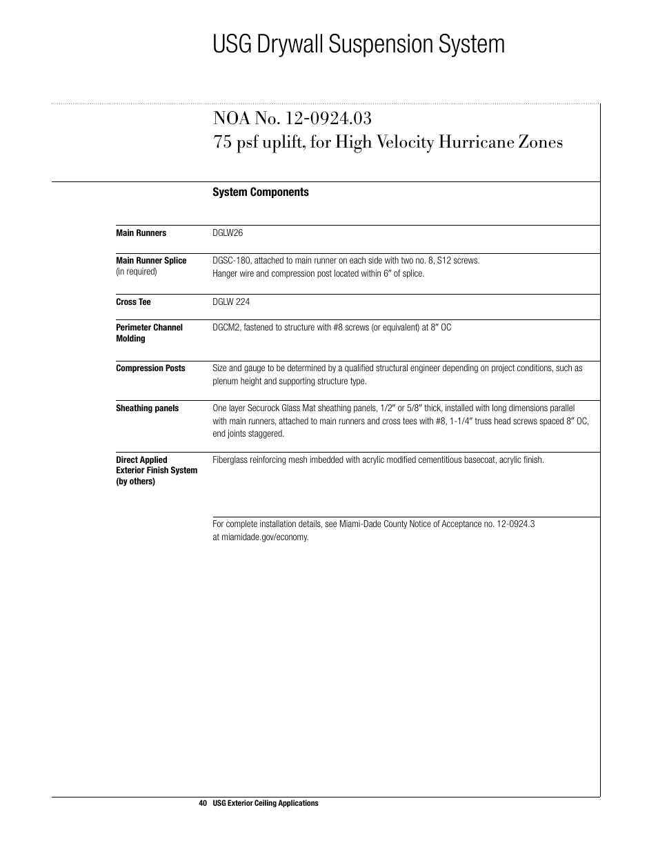 Usg drywall suspension system | USG Exterior Ceiling Applications Systems Guide User Manual | Page 41 / 49