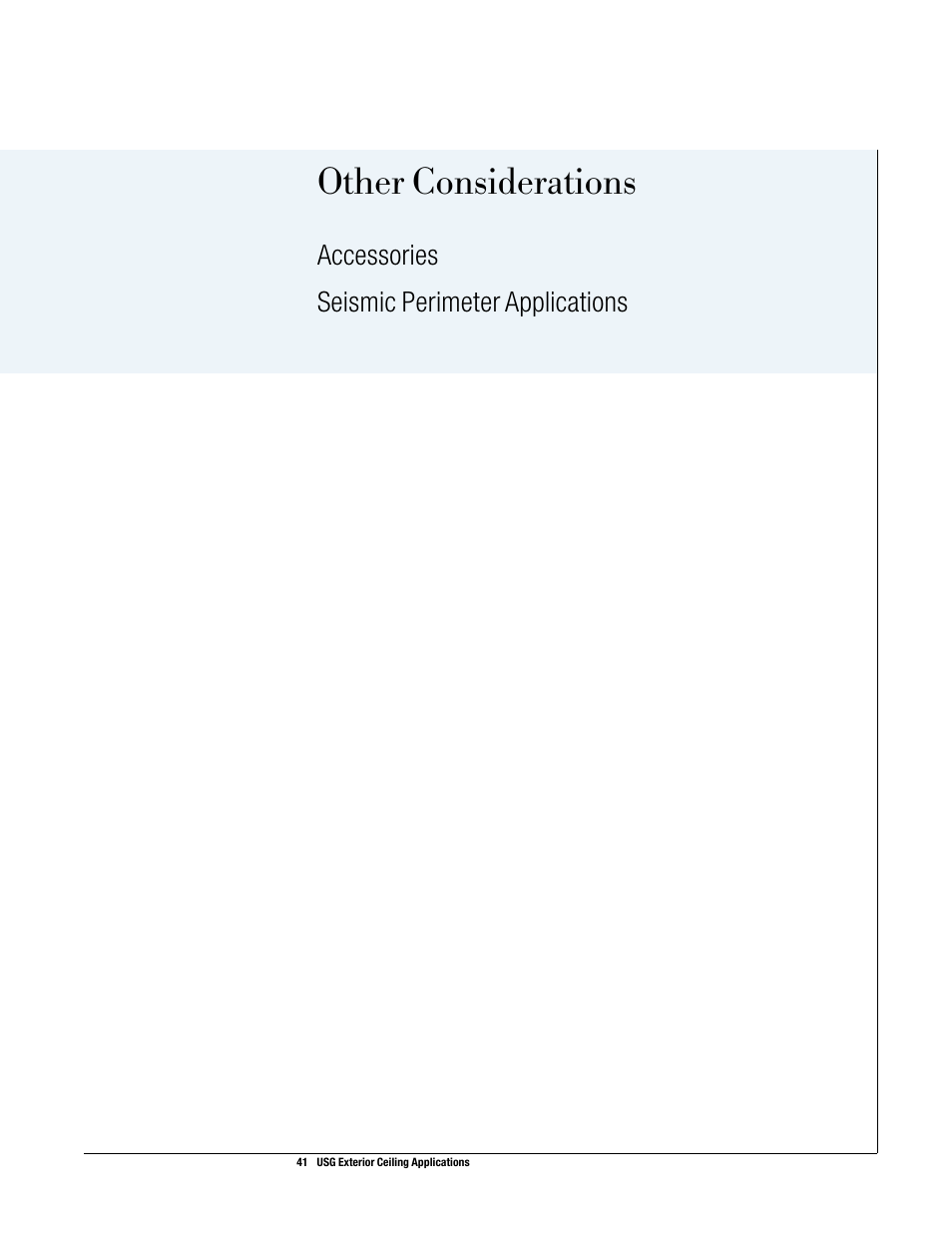 Other considerations | USG Exterior Ceiling Applications Systems Guide User Manual | Page 42 / 49