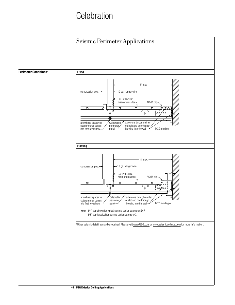 Seismic perimeter applications, Celebration | USG Exterior Ceiling Applications Systems Guide User Manual | Page 45 / 49