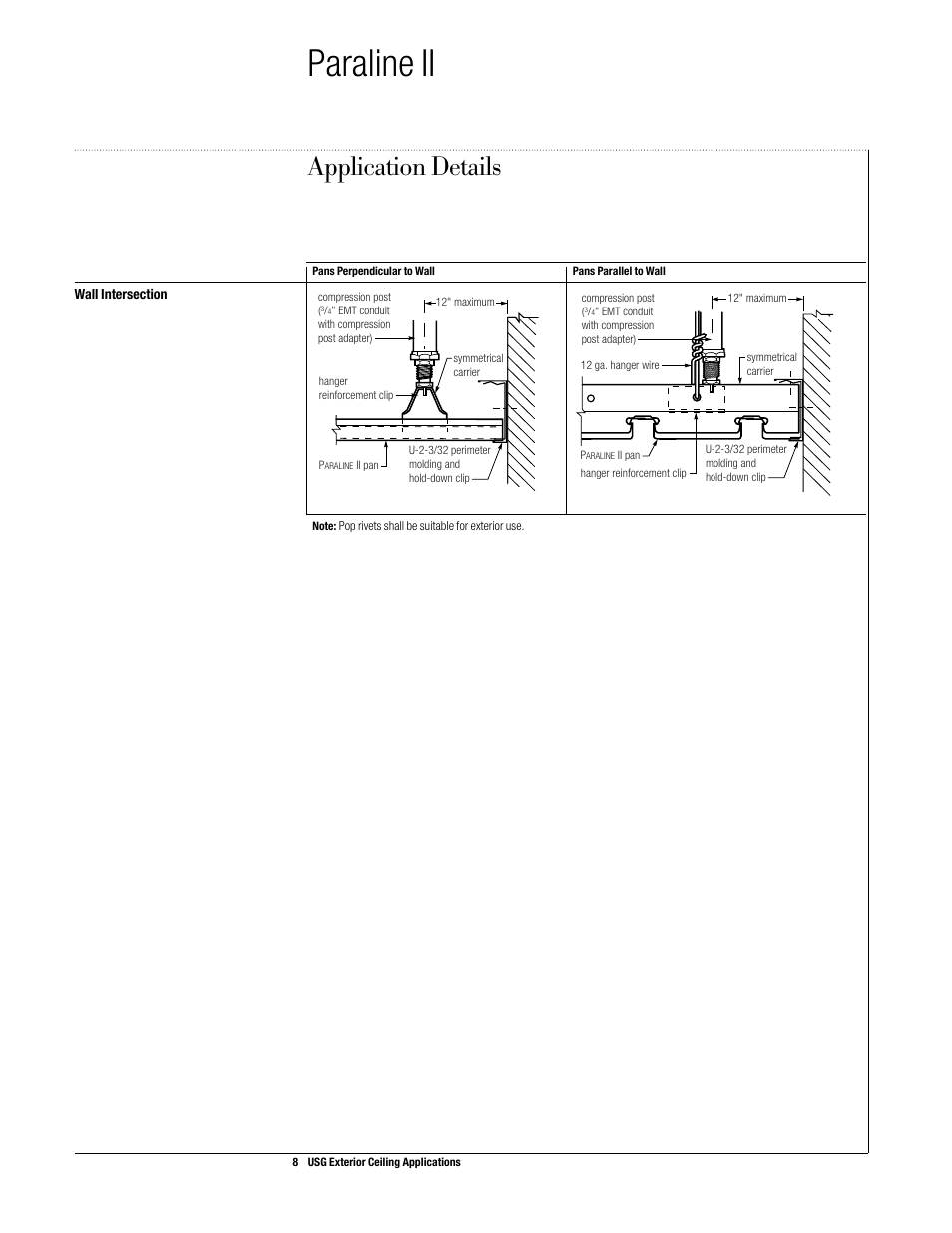 Paraline ii, Application details | USG Exterior Ceiling Applications Systems Guide User Manual | Page 9 / 49