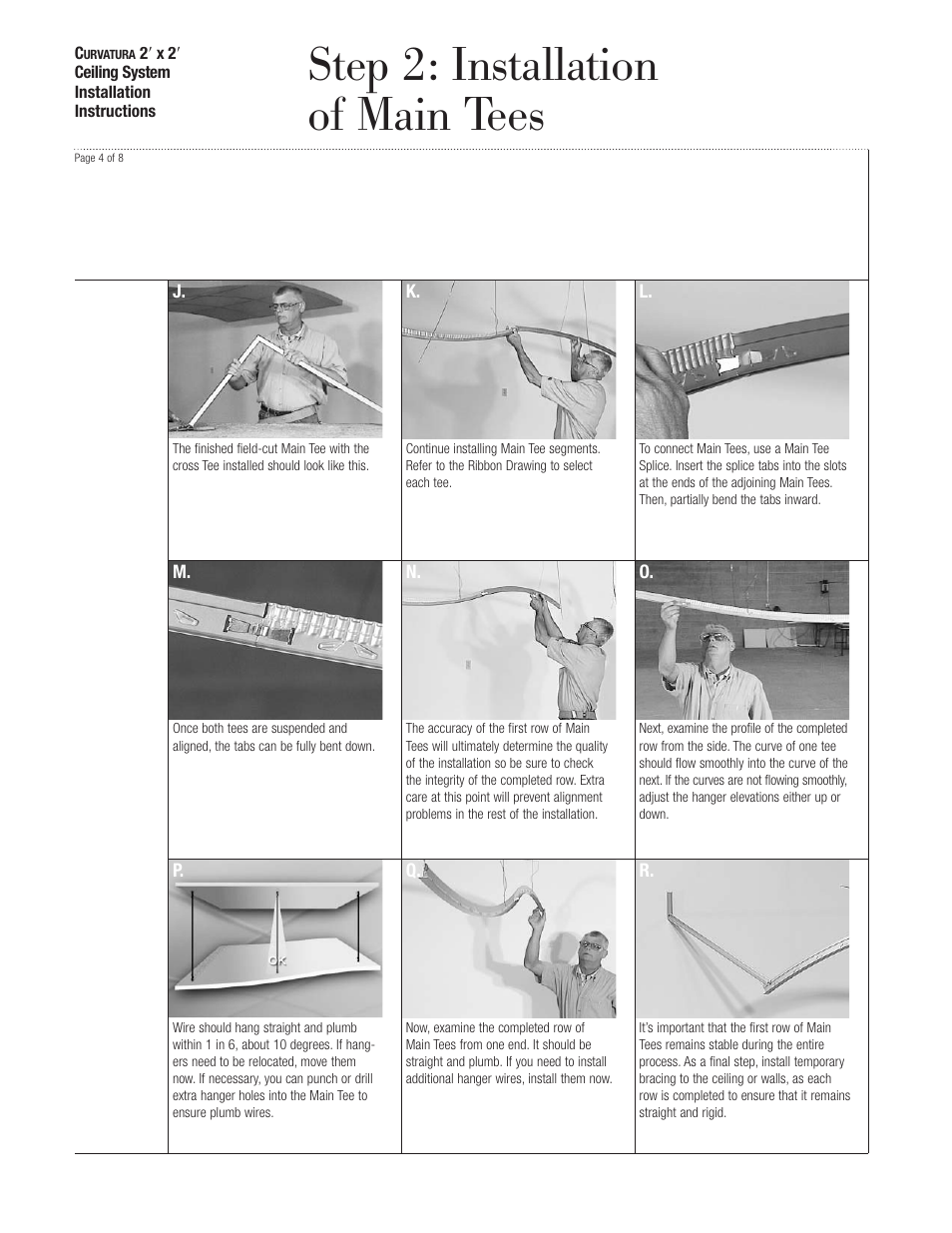 Step 2: installation of main tees | USG Curvatura 2x 2 Ceiling System User Manual | Page 4 / 8